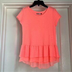 SO Vibrant Coral Peplum Blouse